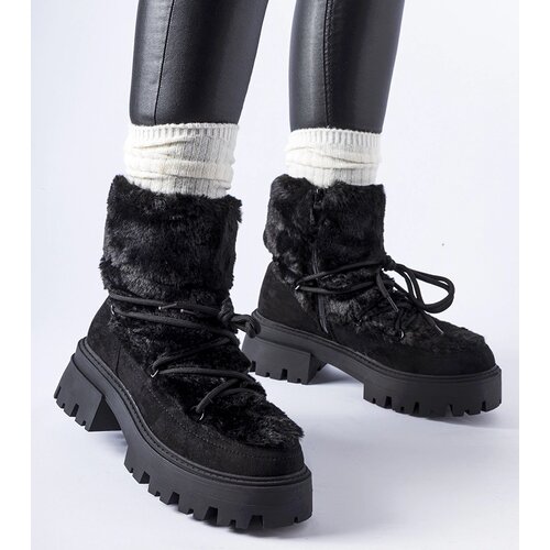 Gemre Black ankle boots with decorative fur Frediano Cene