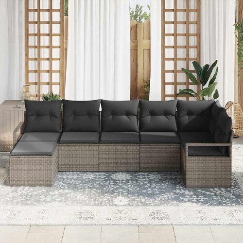  Set sofe 7 kom. Siva poliratan 287 x 122 x 85 cm Slike