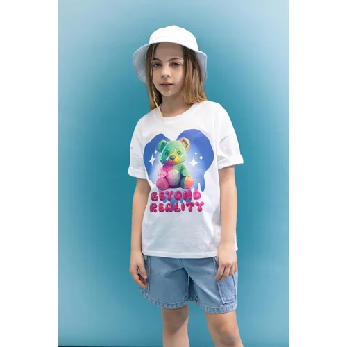 Defacto Girls Oversize Fit Crew Neck 3D Printed Short Sleeve T-Shirt