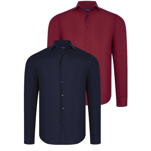 Dewberry DUAL SET G726 MENS SHIRTS-NAVY BLUE- BURGUNDY Slike