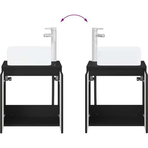  Umivaonik s policom Crna 53 x 35 x 63 cm Konstruirano drvo Slike
