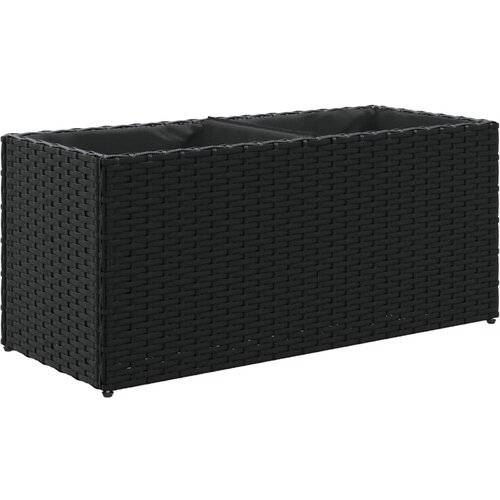  Vrtne sadilice s 2 posude 2 kom crne 72x30x32 cm poliratan Slike