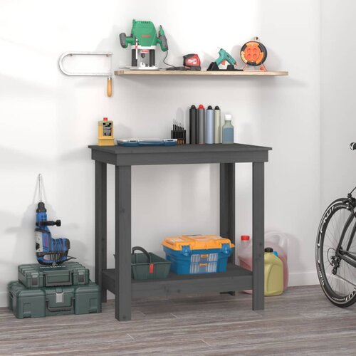 vidaXL Delovna miza siva 80x50x80 cm trdna borovina Cene