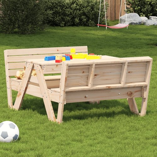 VidaXL Stol za piknik za djecu 88 x 122 x 58 cm od masivne borovine Slike