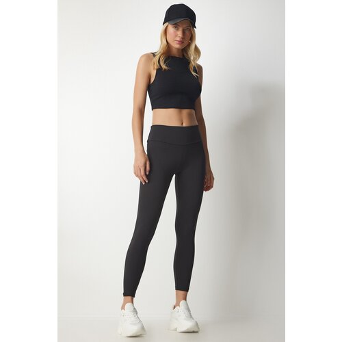 Women's Black High Waist Consolidating Basic Sports Leggings Slike