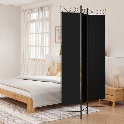 Sobna pregrada s 3 panela crna 120x220 cm od tkanine Cijene