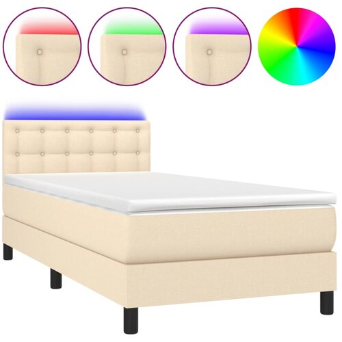 Maison Chic Box spring postelja - Vzmetna postelja z vzmetnico LED krem 90x200 cm blago SL21502, (21892336) Slike