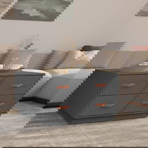 vidaXL Stolić za kavu sivi 80 x 80 x 45 cm od masivne borovine Cene