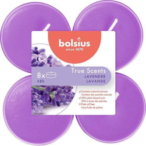 Bolsius Maxi di&scaron;eče čajne svečke "True Scents" - 8h (8 kosov) - sivka Cene