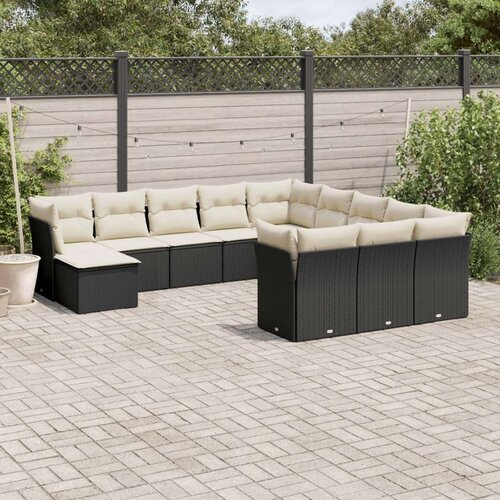 VidaXL 12-dijelni set vrtnih sofa od poliratana s jastucima crni Slike