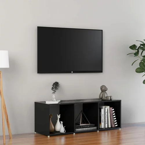 vidaXL TV omarica visok sijaj črna 107x35x37 cm iverna plošča