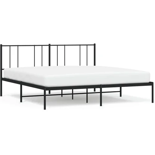 MAISON CHIC Kovinski Posteljni okvir - Dvoposteljna postelja - Zakonska postelja z vzglavjem črn 183x213 cm, (21693302)