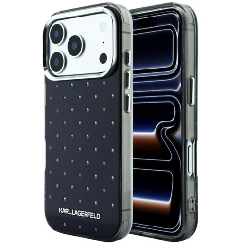  maska karl lagerfeld iml rhinestones allover and electroplated logo za iphone 17 pro max/ 18 pro max crna Slike