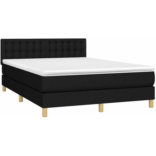  Krevet box spring s madracem LED crni 140x190 cm od tkanine Slike