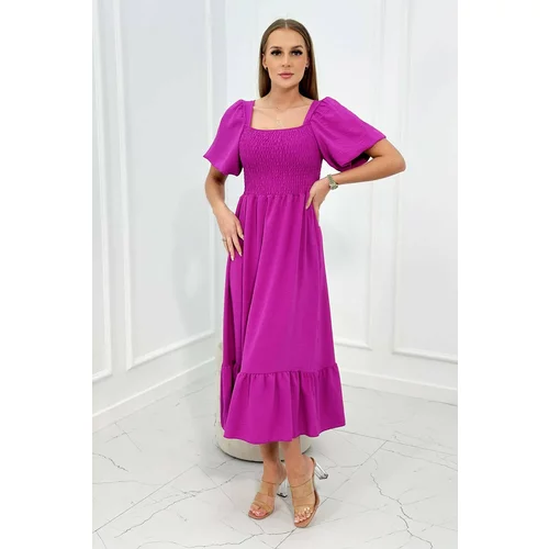 Kesi Dress with a pleated neckline of dark purple color