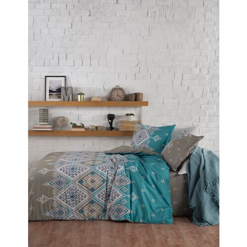  Bari Sivi Turquoise Braon Ranforce Posteljina za Kraljevski Krevet Cene