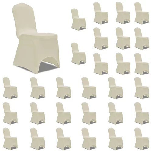 vidaXL navlake za stolice rastezljive krem 30 kom