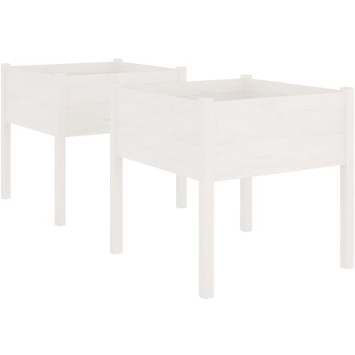 Maison Chic Vrtno cvetlično korito - Cvetlični Lonec 2 kosa belo 70x70x70 cm trdna borovina, (21789637) Cene