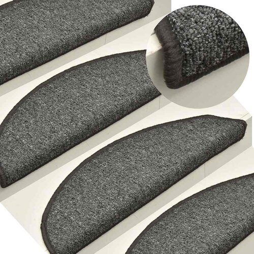  Prostirke za stepenice 30 kom 56x17x3 cm tamno sive poluokrugle Slike