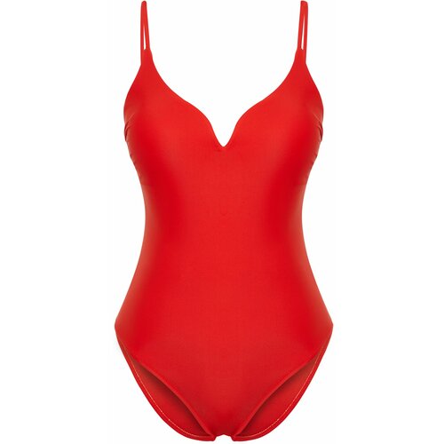 Trendyol red v-neck regular swimsuit Slike