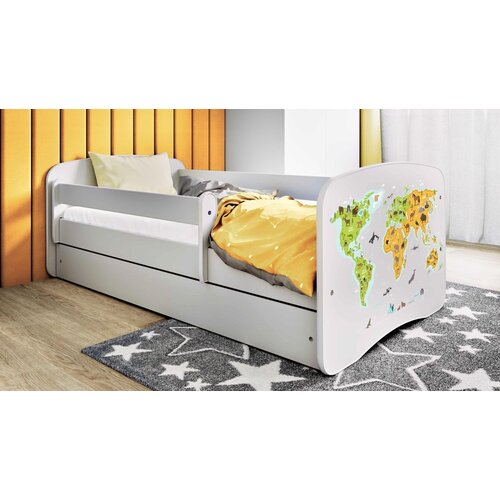  Drveni dječji krevet KARTA SVIJETA s ladicom - 160x80 cm bijeli Slike