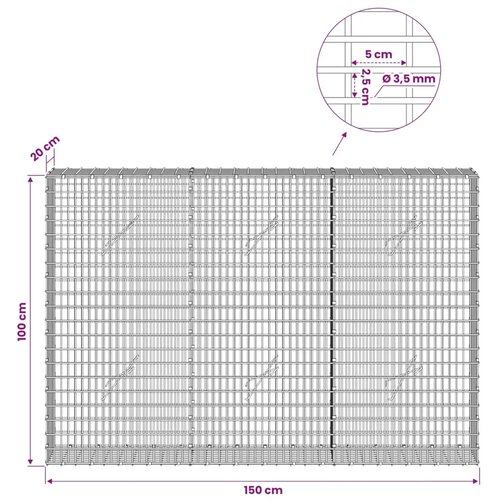  Gabion s žicom debljine 3 5 mm i mrežom 5x2 5 cm 150x20x100 cm - 20 cm 100 cm 150 cm Slike