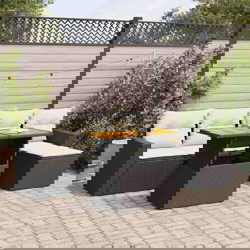 vidaXL 6-dijelni set vrtnih sofa s jastucima crni od poliratana Cijene