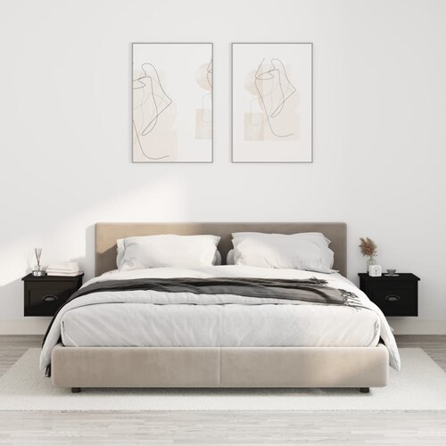 vidaXL Stenska nočna omarica 2 kosa črna 41,5x36x28 cm Cene