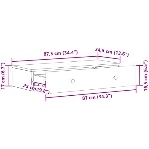 Stolna montirana na zid Bijela 87,5 x 34,5 x 17 cm Slike