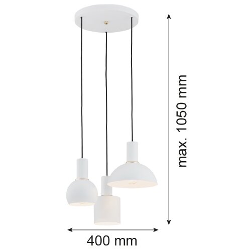  Argon 1468 - Luster na sajli SINES 3xE27/15W/230V bela Slike