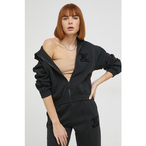 Juicy Couture Dukserica za žene, boja: crna, s kapuljačom, s aplikacijom Slike