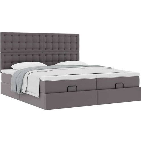 vidaXL Otomanski okvir kreveta s madracima sivi 200x200cm umjetna koža Cijene