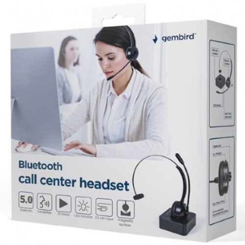 Gembird bluetooth slušalice za call centar, mono, crne BTHS-M-01 Cene