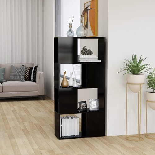 The Living Store Knjižna omara za razdelitev prostora sijaj črna 60x24x124,5 cm - Knjižna Omara Za Razdelitev Prostora, (21431417) Slike