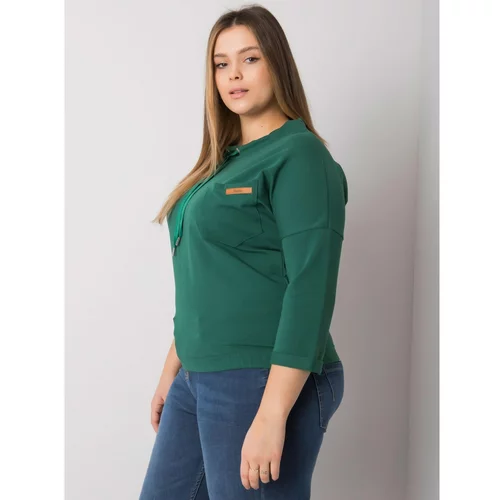 Fashion Hunters Dark green plus size sweatshirt without Pasadena hood