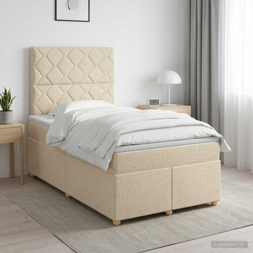  Boxspring krevet s madracem Krem 120 x 200 cm Tkanina Cijene
