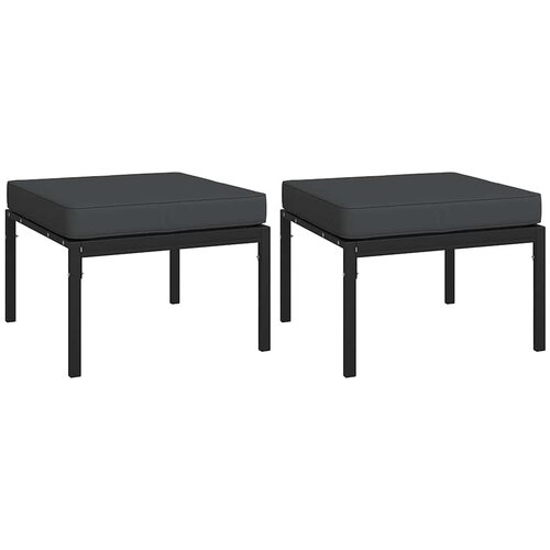  Vrtni taburei sa sivim jastucima 2 kom 60 x 60 x 35 cm čelični Slike