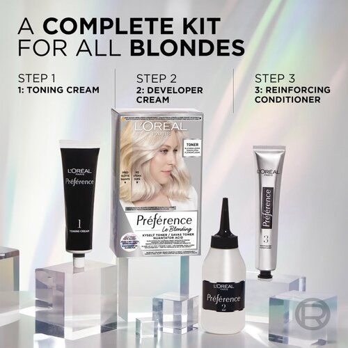 L&amp;acute;Or&amp;eacute;al Paris Pr&amp;eacute;f&amp;eacute;rence Le Blonding Toner kislinski toner za nevtralizacijo medeninastih podtonov odtenek 01 Platinum Ice 1 kos Slike