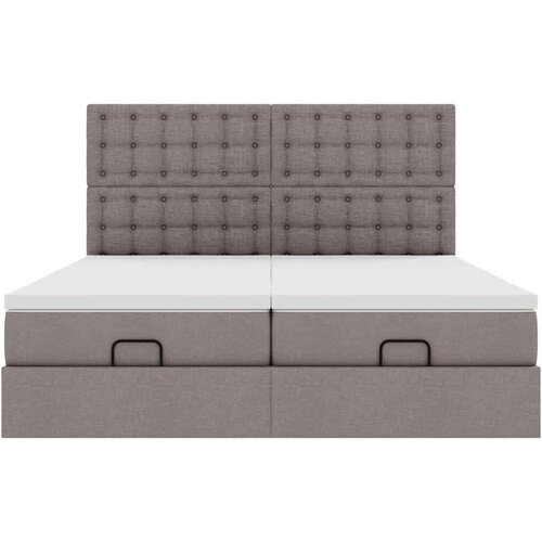 VidaXL otomanski okvir kreveta s madracima smeđesivi 200x200cm tkanine Slike