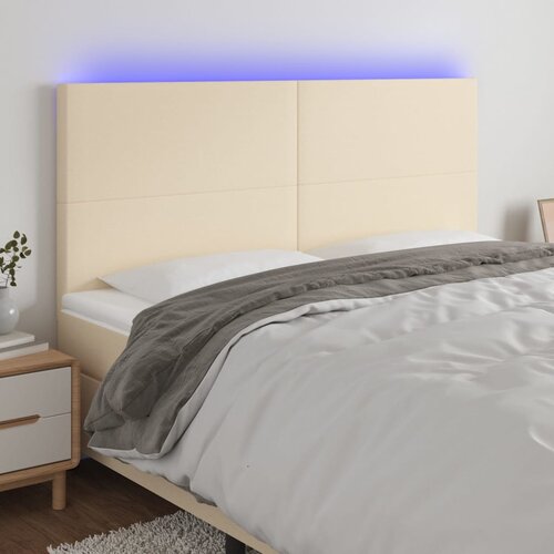 The Living Store led posteljno vzglavje krem 200x5x118/128 cm blago - led vzglavje, (21418354) Slike
