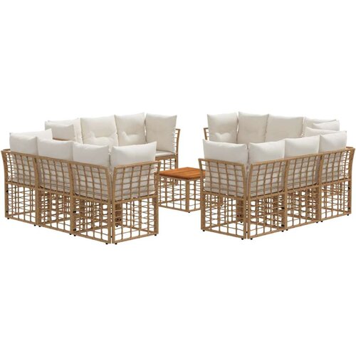  Set vanjskih sofa 13 pcs Prirodna i krema bijela Poliester - Prirodna sa stolom Cijene