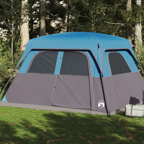 vidaXL Družinski šotor za 6 oseb moder vodoodporen