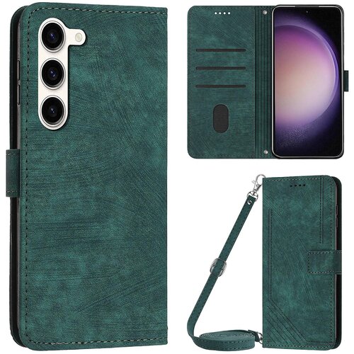 INORCO Za Samsung Galaxy S23 PU usnjena torbica Folio Case z vtisnjenimi črtami, stojalo, ovitek za telefon z naramnico, (22036327) Slike