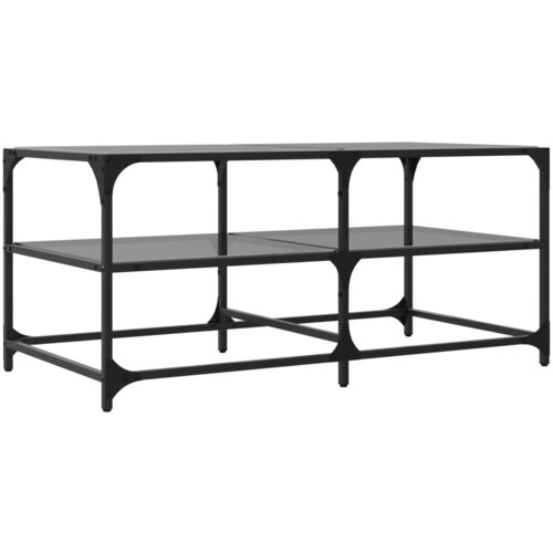  Stolić za kavu s crnom staklenom povr&amp;scaron;inom 98,5x50x45 cm čelik Slike