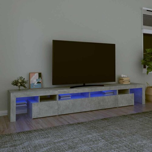 TV ormarić s LED svjetlima siva boja betona 260x36,5x40 cm Cene