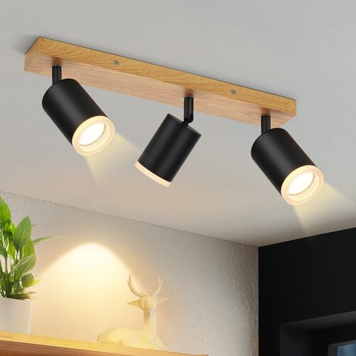 Nettlife Stropna svetilka Črna Stropna svetilka Kuhinjska svetilka GU10 Vintage Lesena Stenska svetilka Vrtljiva Brez Žarnice, (22116880) Cene
