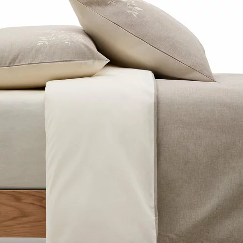 Kave Home Bež posteljina za bračni krevet/za produženi krevet od pamučnog perkala 240x220 cm Sotela –