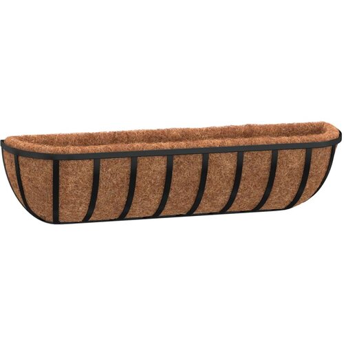  Zidna korita crna 2 kom obloge od kokosa 76x21x16 cm čelična Slike
