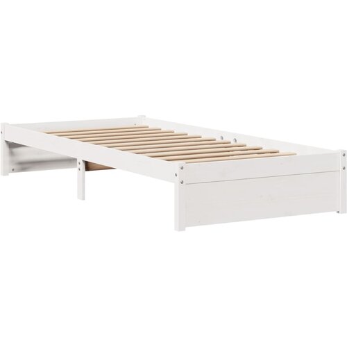  Okvir kreveta s uzglavljem bijeli 75x190 cm od borovine Slike