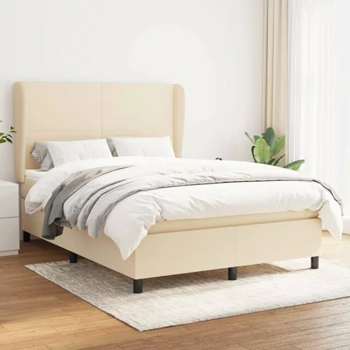  Box spring postelja z vzmetnico krem 140x200 cm blago, (20897158)